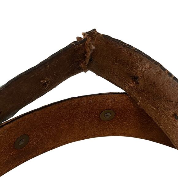Vintage Leather Concho Belt Brown Silver Oval Discs Size 36 Western - Picture 4 of 9